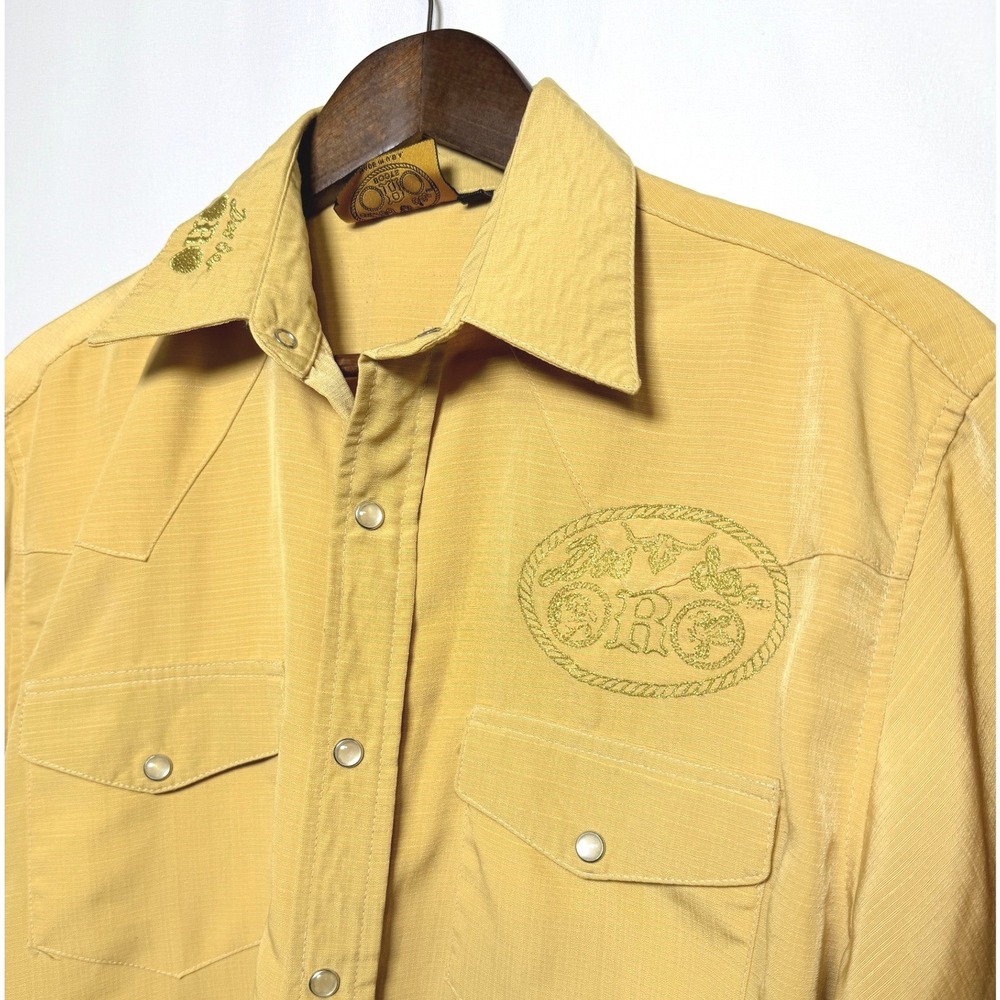 Dos de Oro Boots Mens Yellow Western Pearl Snap Shirt Short Sleeve Embroidered